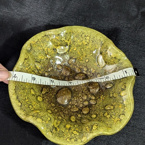 Rare hand blown yellow glass bowl, vintage - Picture 4 of 4